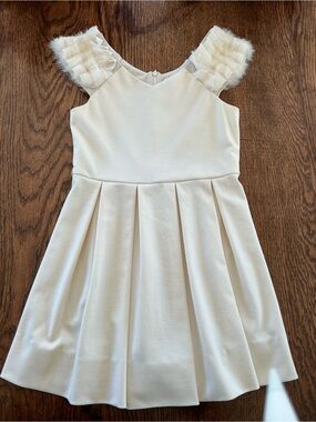 Blush by Us Angels - Cream Ruffled Cap Sleeve Party Dress